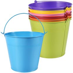 Colorful galvanized buckets with handles. Planter. $4 per bucket