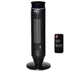 2-In-1 Tower Heater, Indoor Electric Space Heater with Oscillation, Remote Control, 8H Timer, Three