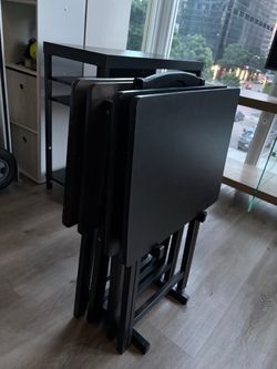 Black wooden TV tables