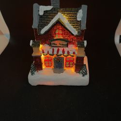 Christmas Lighted  house Resin House Christmas Decorations Snow House