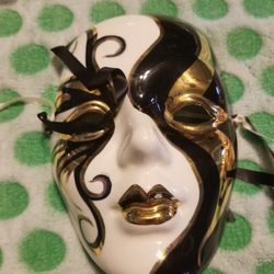New Orleans Mardi Gras Clay Face Mask Signed