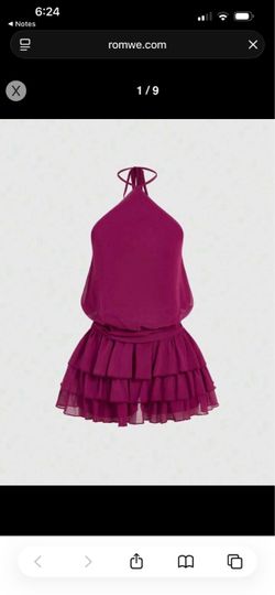 Romwe Sweetness Sexy Halter Backless Multi-Tier Hem Mini Dress