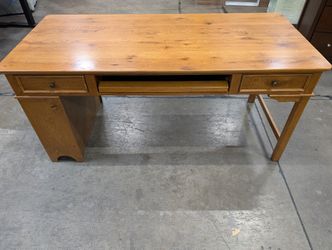 Stanley Furniture Sturdy Wood Writing Desk with Drawers and Keyboard Tray
