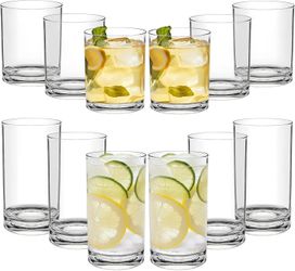 Plastic Cups Reusable Unbreakable Drinking Glasses – BPA Free, Dishwasher Safe Acrylic Glasses, 6-Pack (12oz / 17oz), Crystal-Clear Plastic Glasses Th
