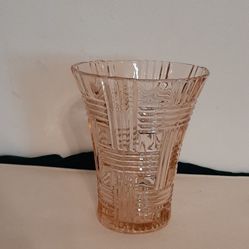 Vintage Anchor Hocking pink prismatic vase,
