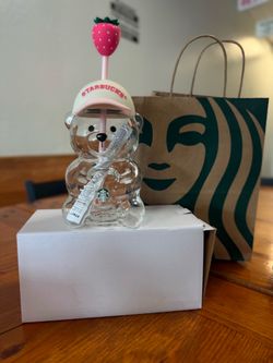 New Starbucks 2026 Bearista Bear Cup Tumblers Strawberry Topper Baseball Cap