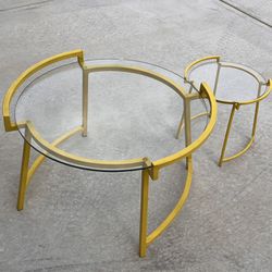 Ballards Design Glass And Steel Outdoor End Table