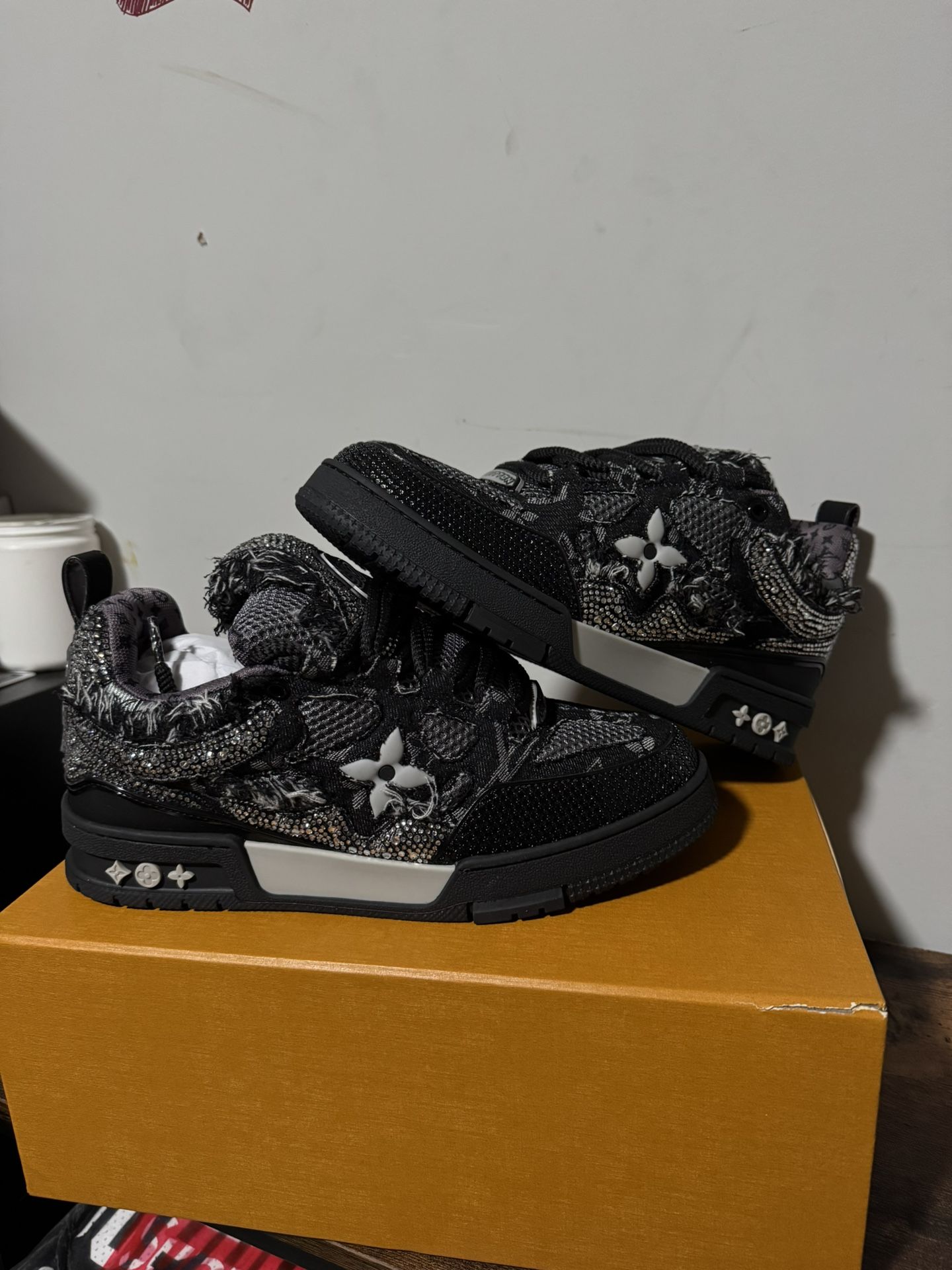 Louis Vuitton x Swarovski LV Sneakers | Black | Size US7 | Monogram Crystal