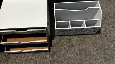 White Floral Desk Organizer Set