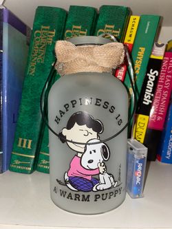 Peanuts Snoopy Frosted Glass Lantern Jar