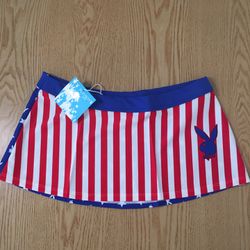 New Women’s Vintage Patriotic Playboy Swimsuit Cover Up Size Large 