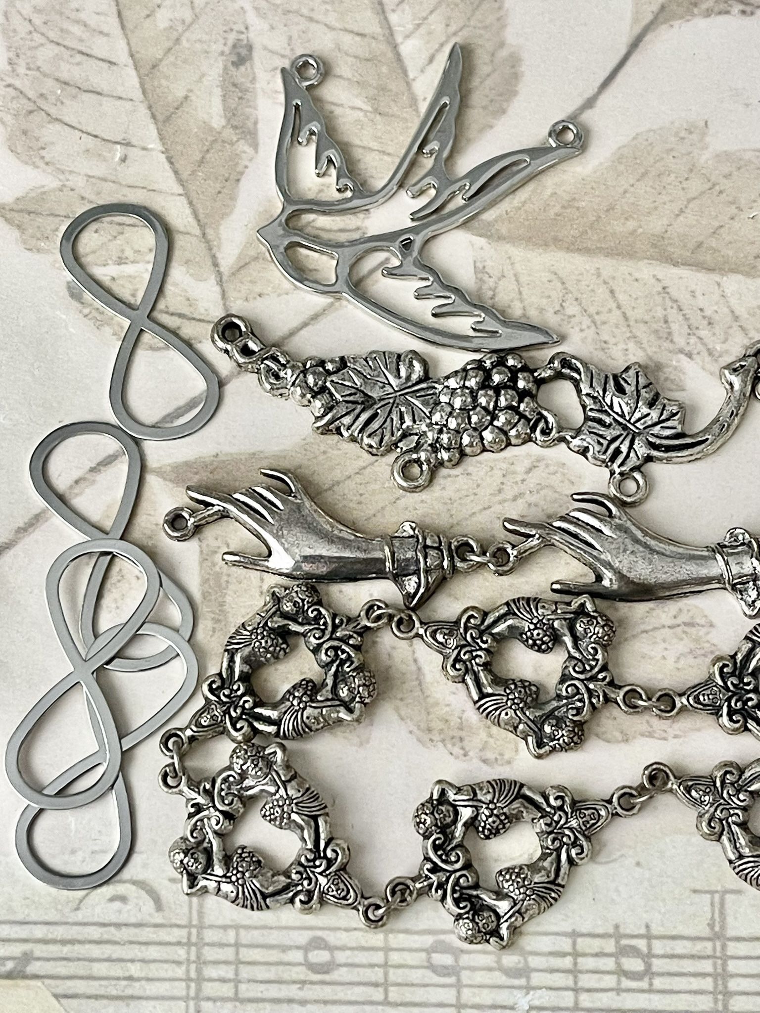 Pendants, Connectors, Jewelry Making Supplies, Metal Silver Color, 