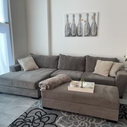 Living Spaces Sectional With Ottoman