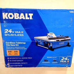 🔥Kobalt 24V 7-in -Blade Cordless Wet Tabletop Tile Saw ( Battery Included )
