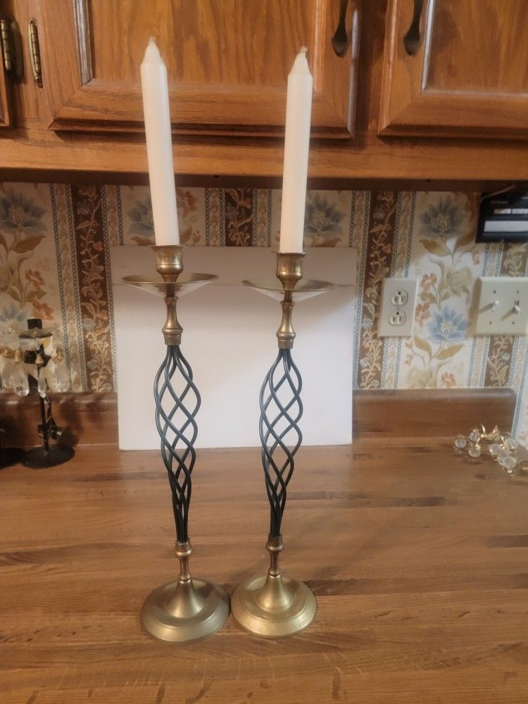 Pair Of Candle Holders And Candles