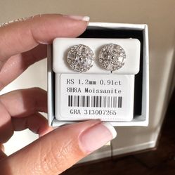 Moissanite 1.82 CT Round Earrings (New)