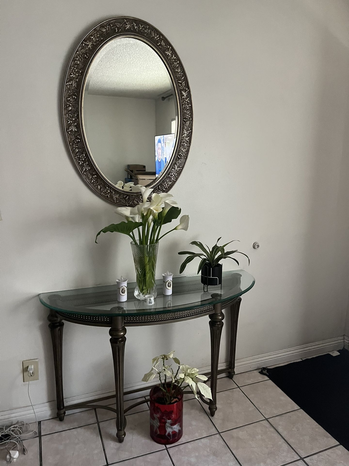 Console Table Half Moon Shape With Mirror