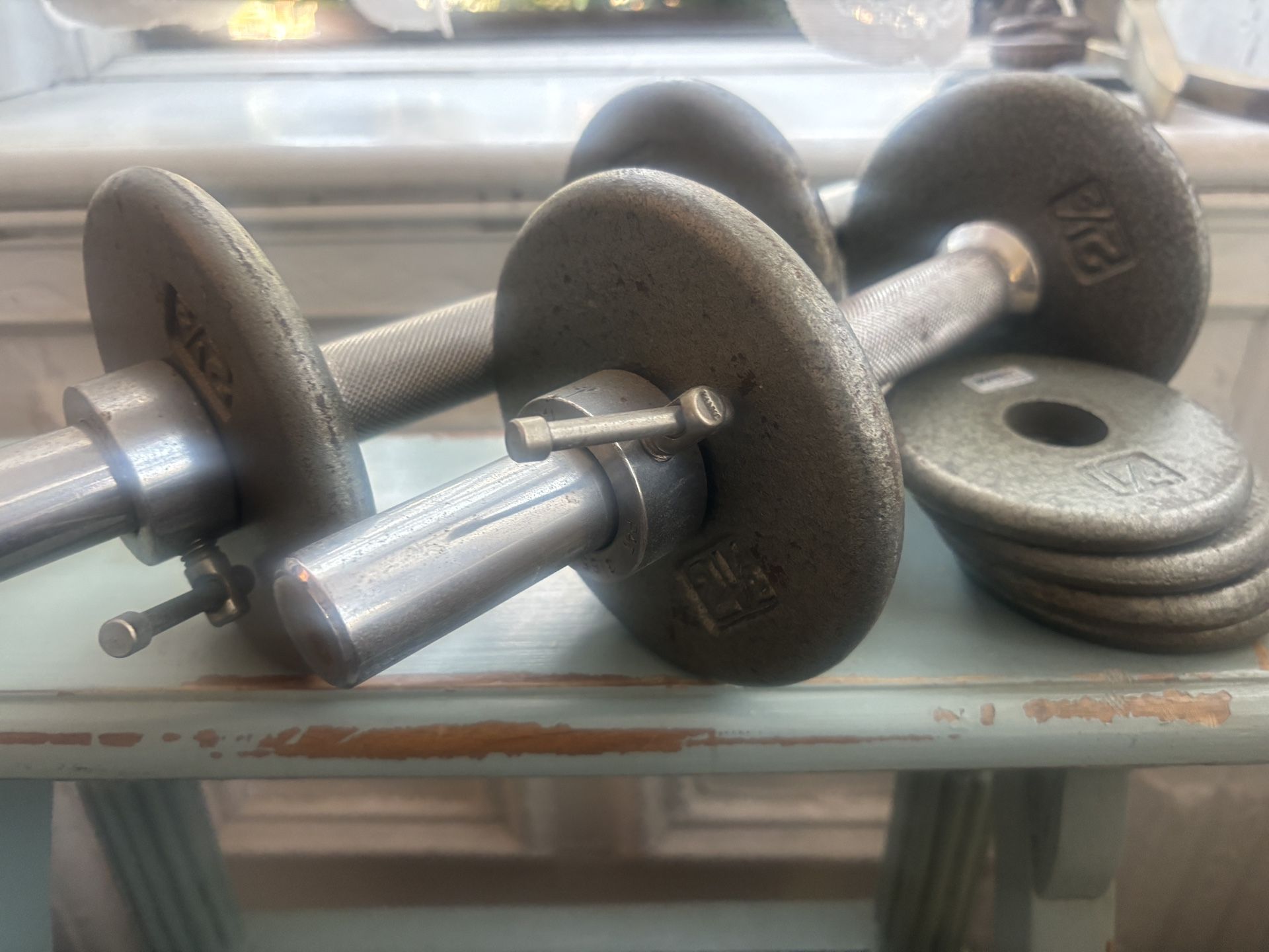 Stainless Steel dumbbells 10-12 lbs each