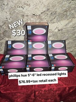 New Phillips hue 5"-6" Recessed smart lighting $76.99+tax retail each light