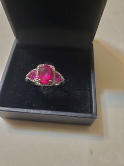 Three-Stone Pink Gemstone Silver Ring