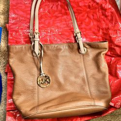 Michael Kors- Small/Medium Shoulder Bag/Purse-Tan/Light Brown Leather