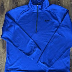 Nike Dri-fit 1/4 Zip Pull Over Blue Active Sweatshirt Men's Size XL