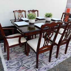 Old School Gloss Top Large Dining Table And 6 Chairs