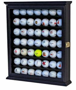 Brand New - DisplayGifts 49 Golf Ball Display Case Cabinet (Lockable / UV Door) - Black