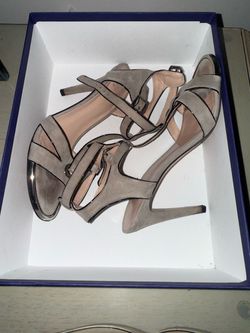 Taupe Suede Strappy High Heel Sandals