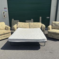 Very Pretty Tommy Bahama Style Sleeper Sofa Plus Matching Chairs Living Room Set 