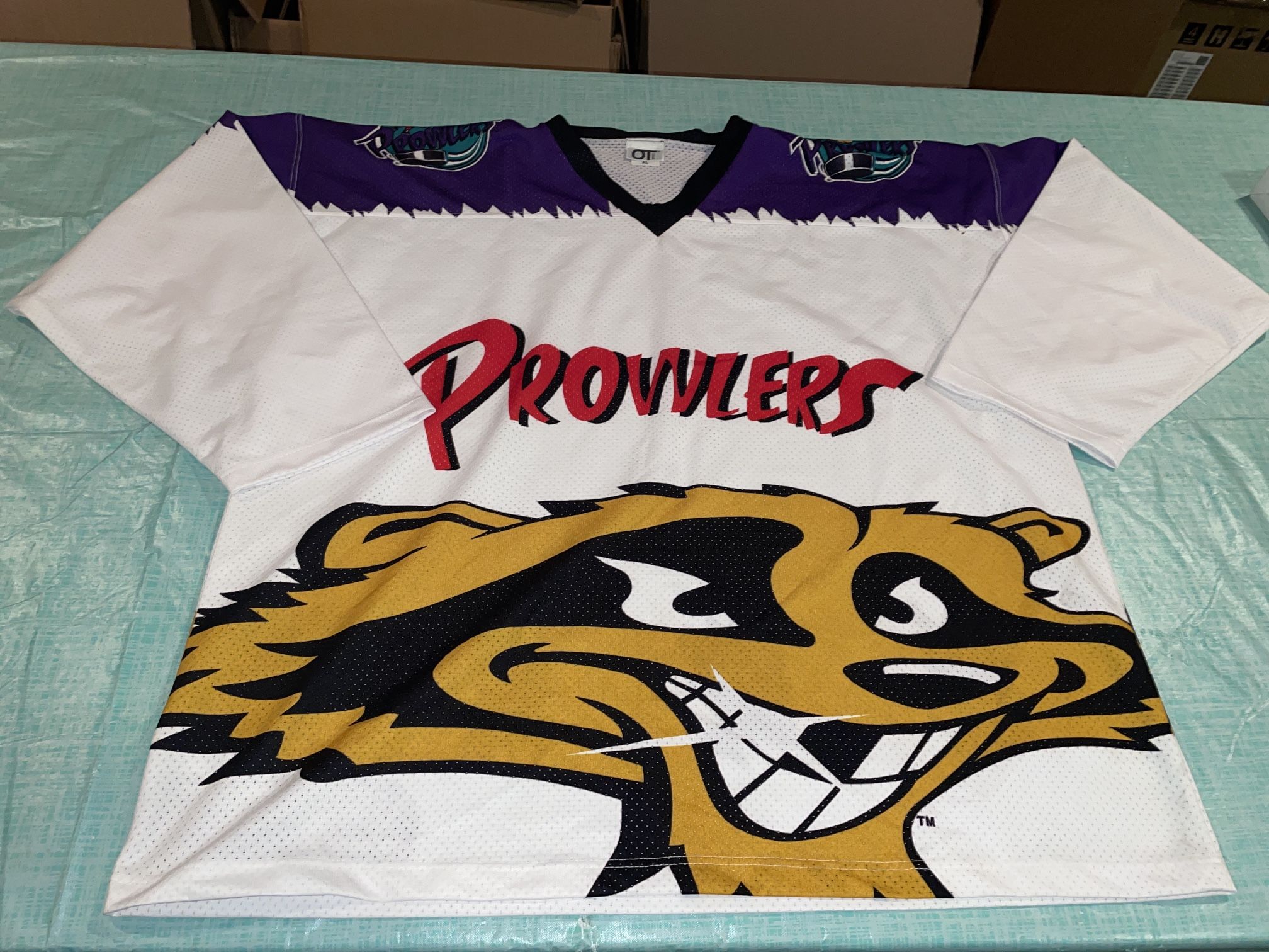 Adult Xl White Rare Vintage OT Sports SHL Lakeland Prowlers Hockey Jersey Clean