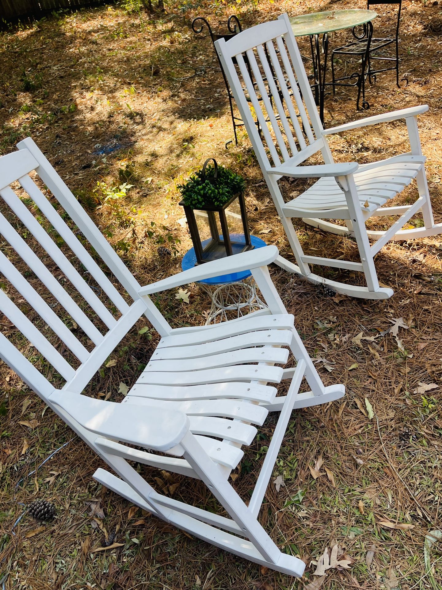 Pair Of Extra Wide Solid Wooden Rocking Chair Set