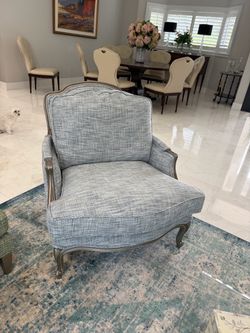 Ethan Allen light blue reupholstered