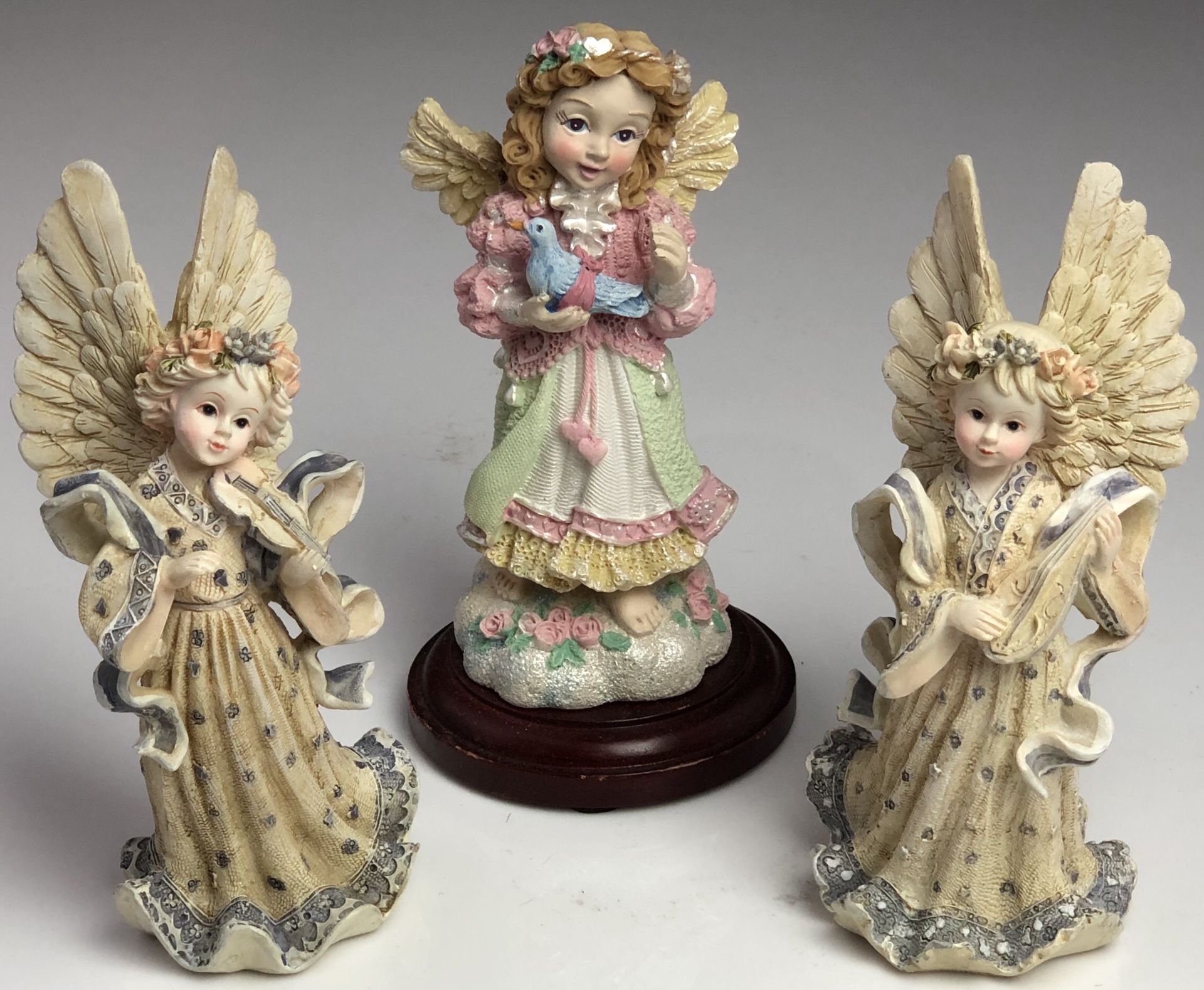 Set of 3 Porcelain Angels / Cherubs Figurines Statues Collectable Figures LOT