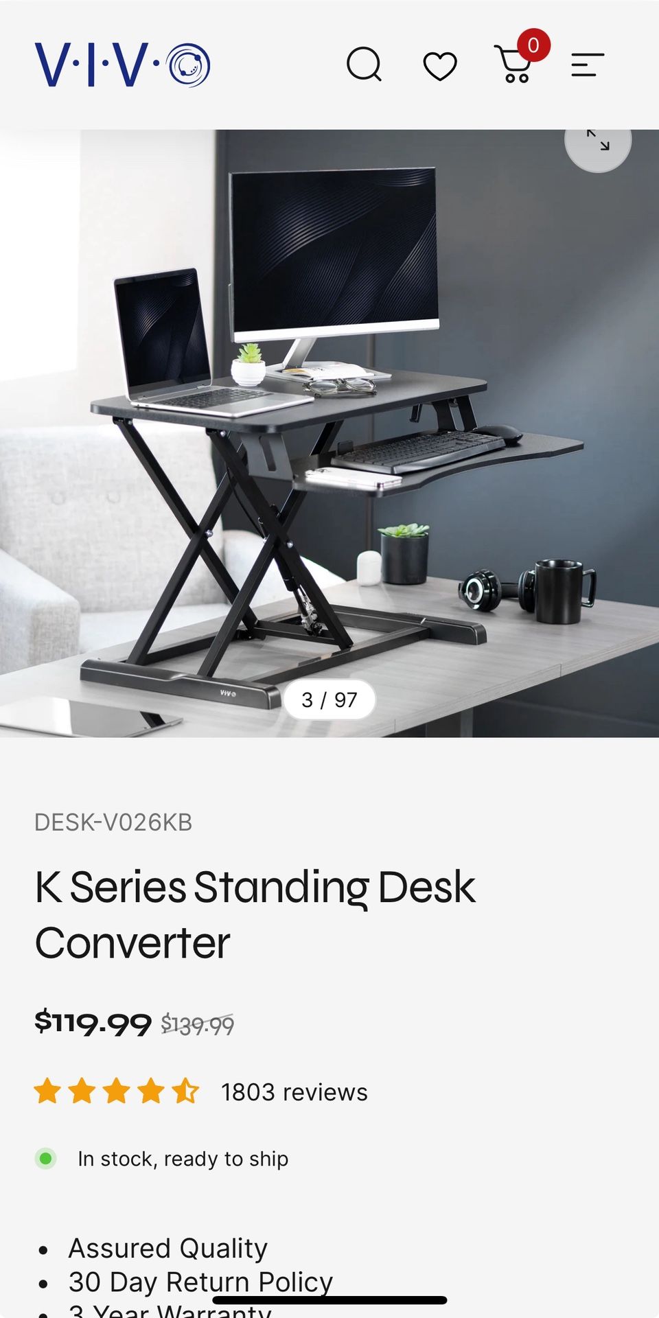 Vivo Desktop Adjustable Height Work Center
