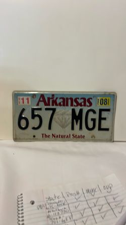 Arkansas License Plate 657 MGE