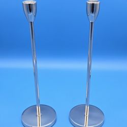 Metal Silver Candle Holder Set Of 2