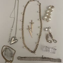 9 Pieces Gold & Pearl Jewelry Set