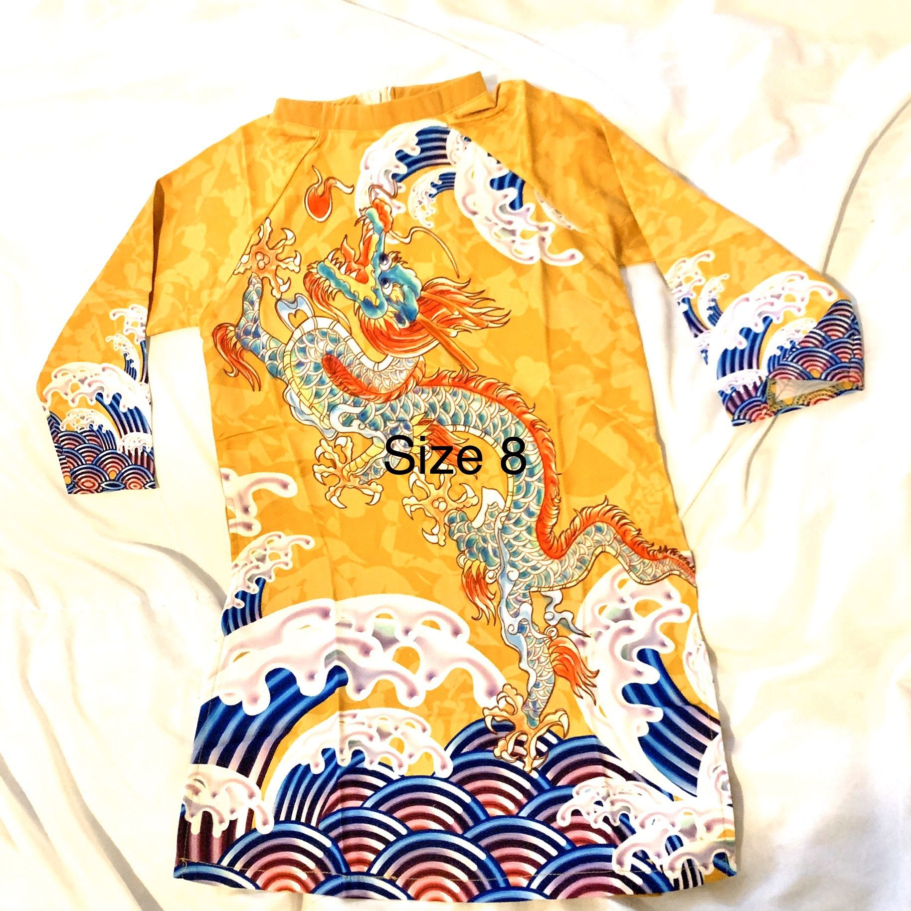 Yellow mustard Vietnamese Tunic Ao Dai Boy size 8