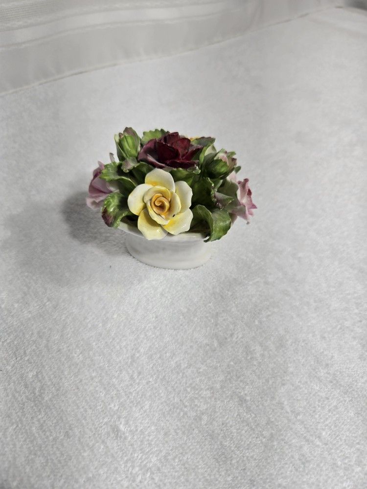 Aynsley Bone China "June Rose" Floral Basket Figurine