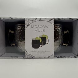 Moscow Mule 20 Oz Cup 2 Pack Hammered Black Collection Gift Set Brand New