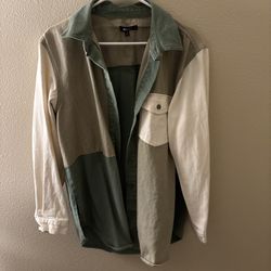 Missguided Green And White Denim Jacket Oversized
