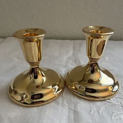 Pair of International Silver Co Gold candle holders 3 3/4”