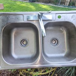 Double Stainless Steel Sink 33"×22"