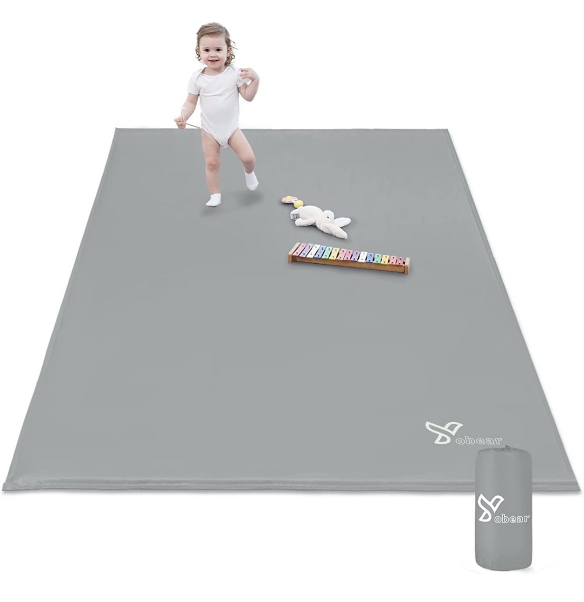 Yobear Baby Playpen Mat, 71"x 59"x 1.18“ Self-Inflating Play Mat for Babies and Toddlers, Roll Up & Waterproof Foam Crawling Mat for Floor, Portable P
