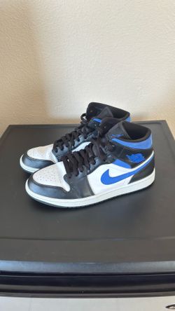 Air Jordan 1 Mid Men’s Shoes (Black/Blue/White)