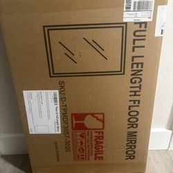 Wall Mirror with Wooden Frame, 30x20 Farmhouse Wall Mounted Floor Mirror with Stand