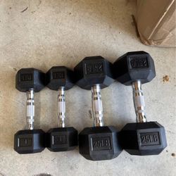 10lb & 25lb Rubber Hex Dumbbell Pairs 70lb Total