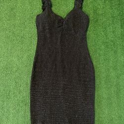 Women’s Hot Monde Black mini Dress with silver sequins, size S 