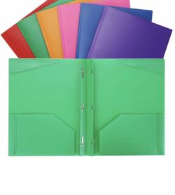 Plastic Folders with Pockets Heavy Duty 2 Pocket Plastic Folders Letter Size for School Work and Home Assorted Colors Plastic-Folders-with-Prongs-and